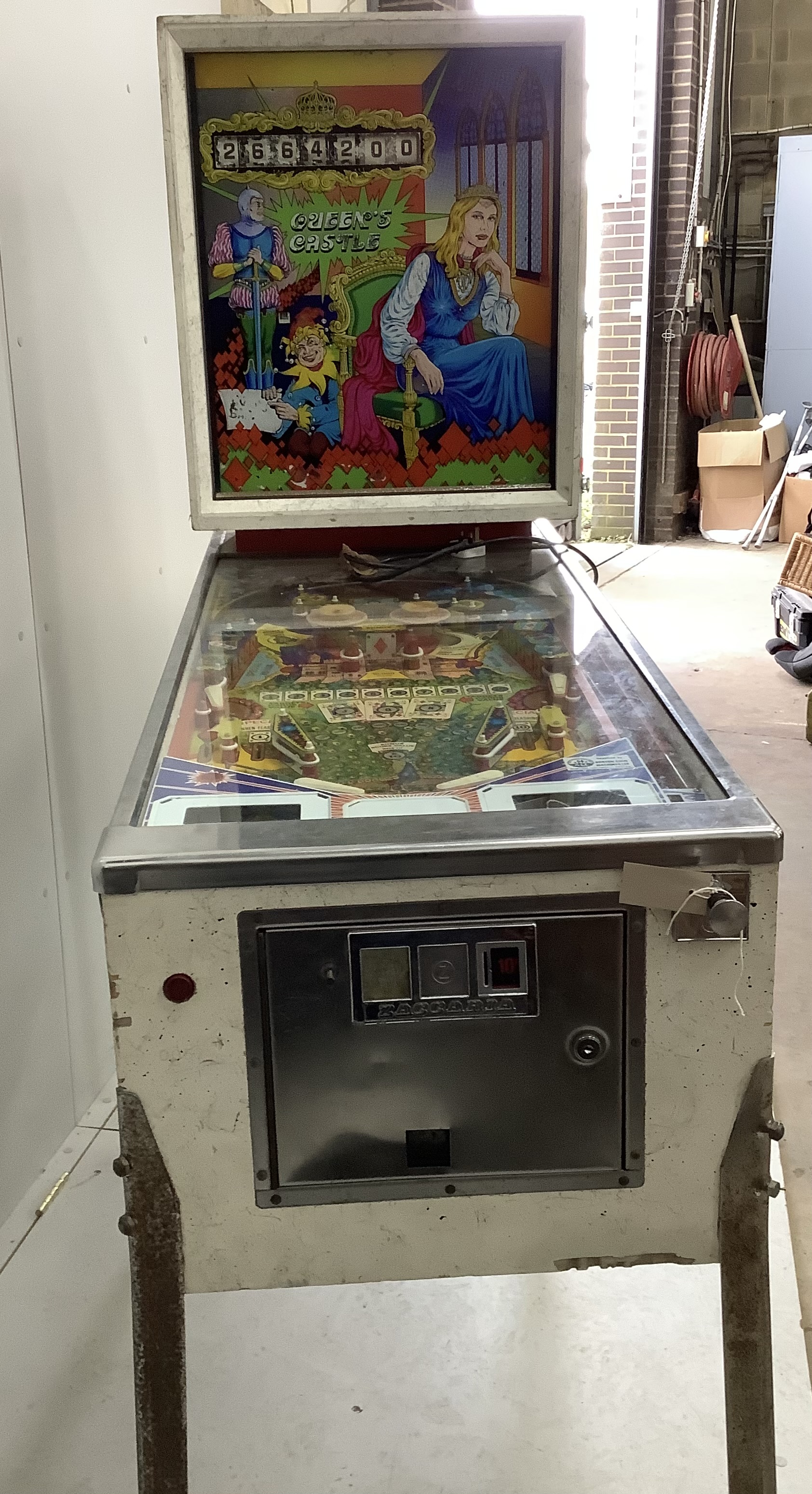 A mid century Queens Castle pinball machine ,length 132cm, width 58cm, height 174cm